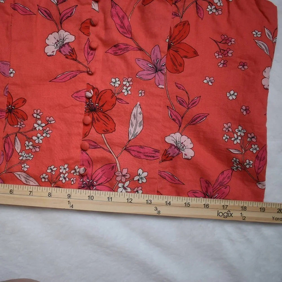 Banana Republic Linen Floral Corset Sz XL Cropped Smocked Back Cottagecore Boho - Picture 14 of 14